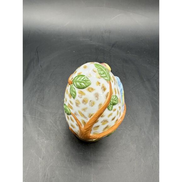 Franklin Mint Treasury of Eggs Majolica Parrot Porcelain Egg 1990 with Stand - Picture 6 of 9